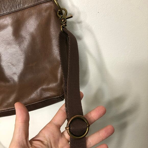 The Sak Purse Leather Satchel Brown Patina Shoulder Crossbody Strap Zip Pockets - Picture 9 of 14
